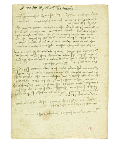 Codex über den Vogelflug, Vorsatzblatt II von Leonardo da Vinci